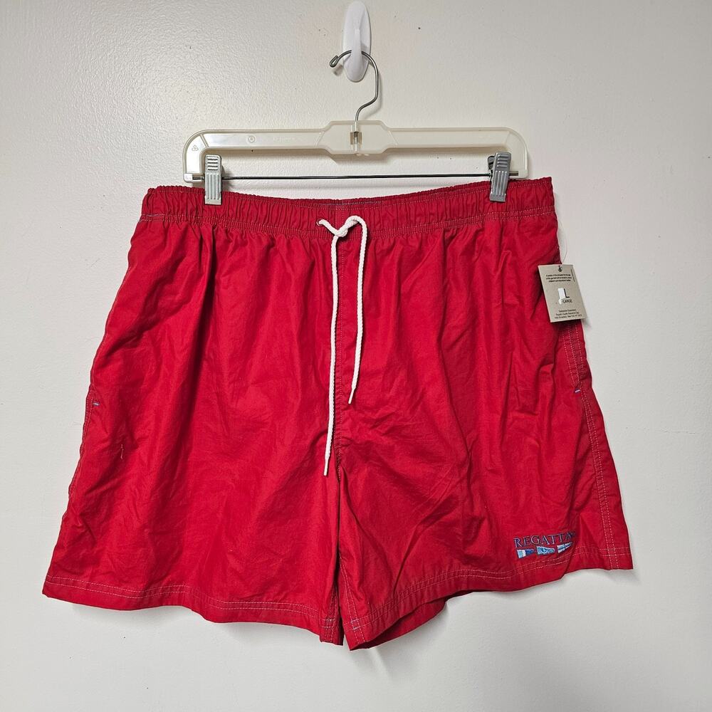 Vintage 90s Regatta Sport Red Swim Trunks Mens L Embroidered Logo